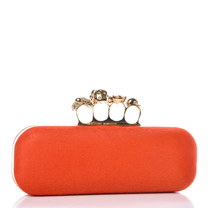 Alexander McQueen Calf Hair Long Skull Box Clutch Orange 3 of 8