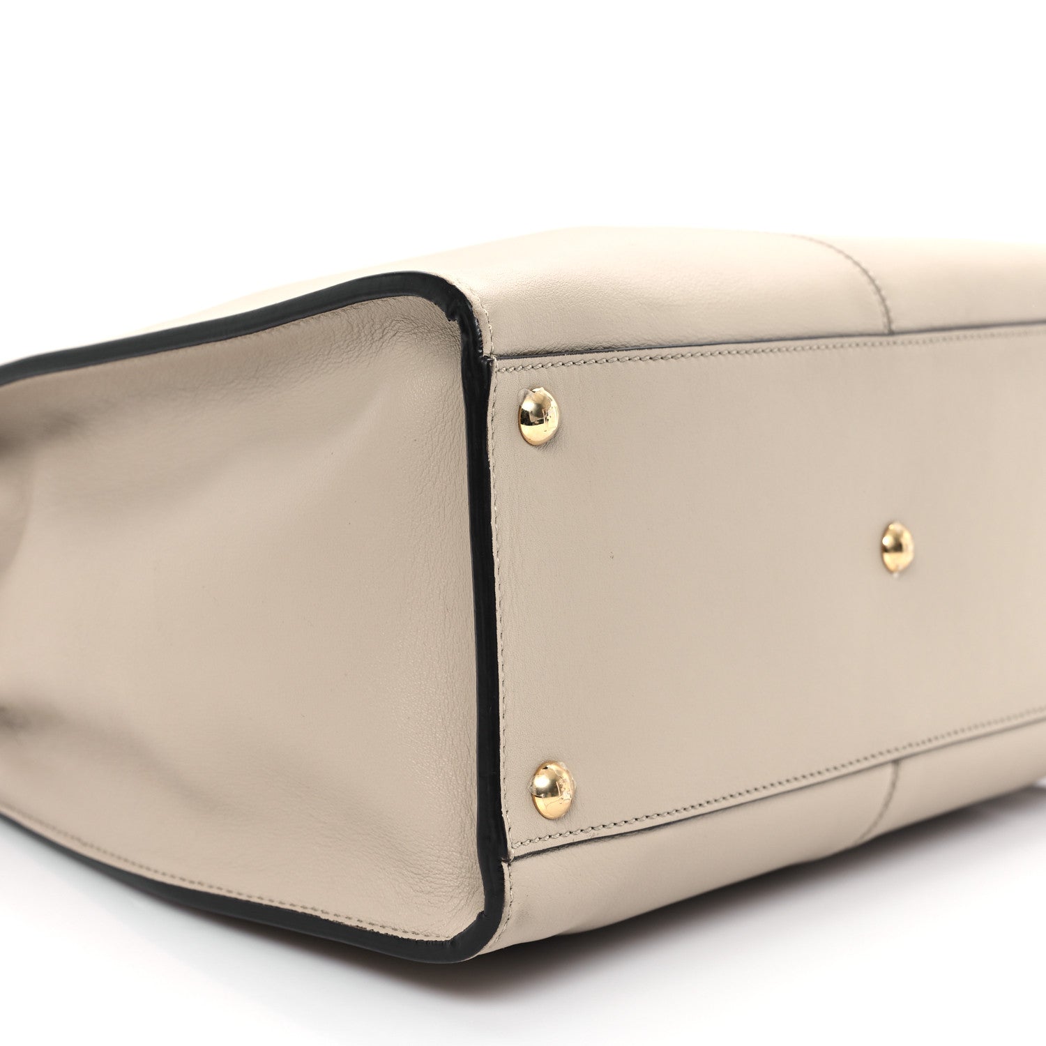 Fendi Vitello Seta Glazed Fabric FF 1974 Medium Peekaboo X-Lite Nuvola Mogano Panna 9 of 11