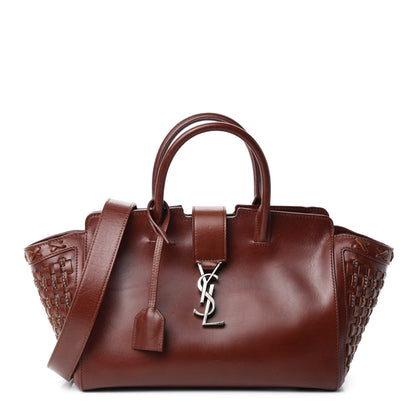 Saint Laurent Calfskin Studded Woven Baby Monogram Downtown Cabas Brown 1 of 17