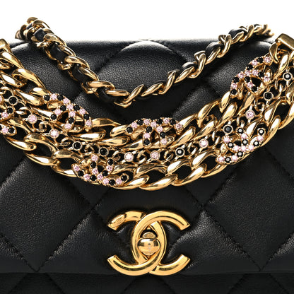 Chanel Lambskin Quilted Mini CC Crystal Logo Chain Flap Black 8 of 10