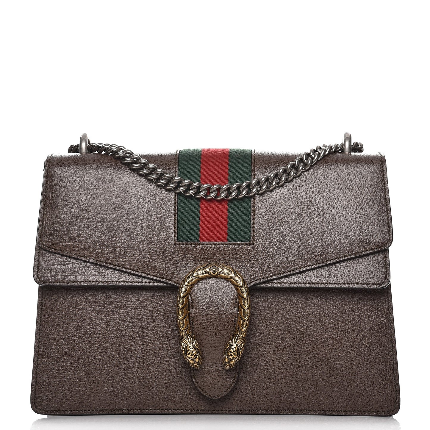 Textured Calfskin Web Medium Dionysus Shoulder Bag New Acero