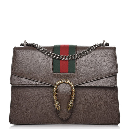 Gucci Textured Calfskin Web Medium Dionysus Shoulder Bag New Acero 1 of 7