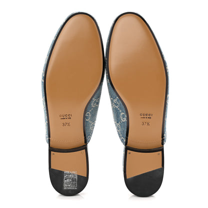Gucci New Denim GG Malaga Kid Womens Princetown Slippers 37.5 Light Blue Royale 6 of 10