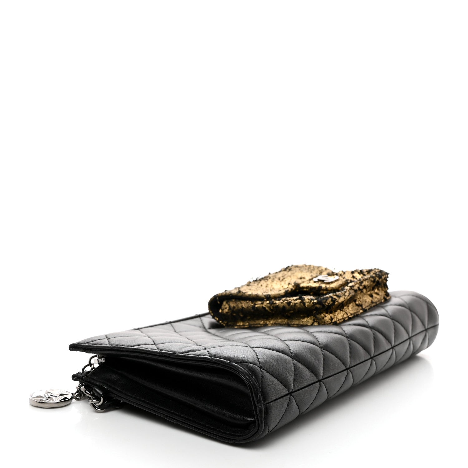 Chanel Lambskin Mineral Nights Pochette Wristlet Gold Black 4 of 7