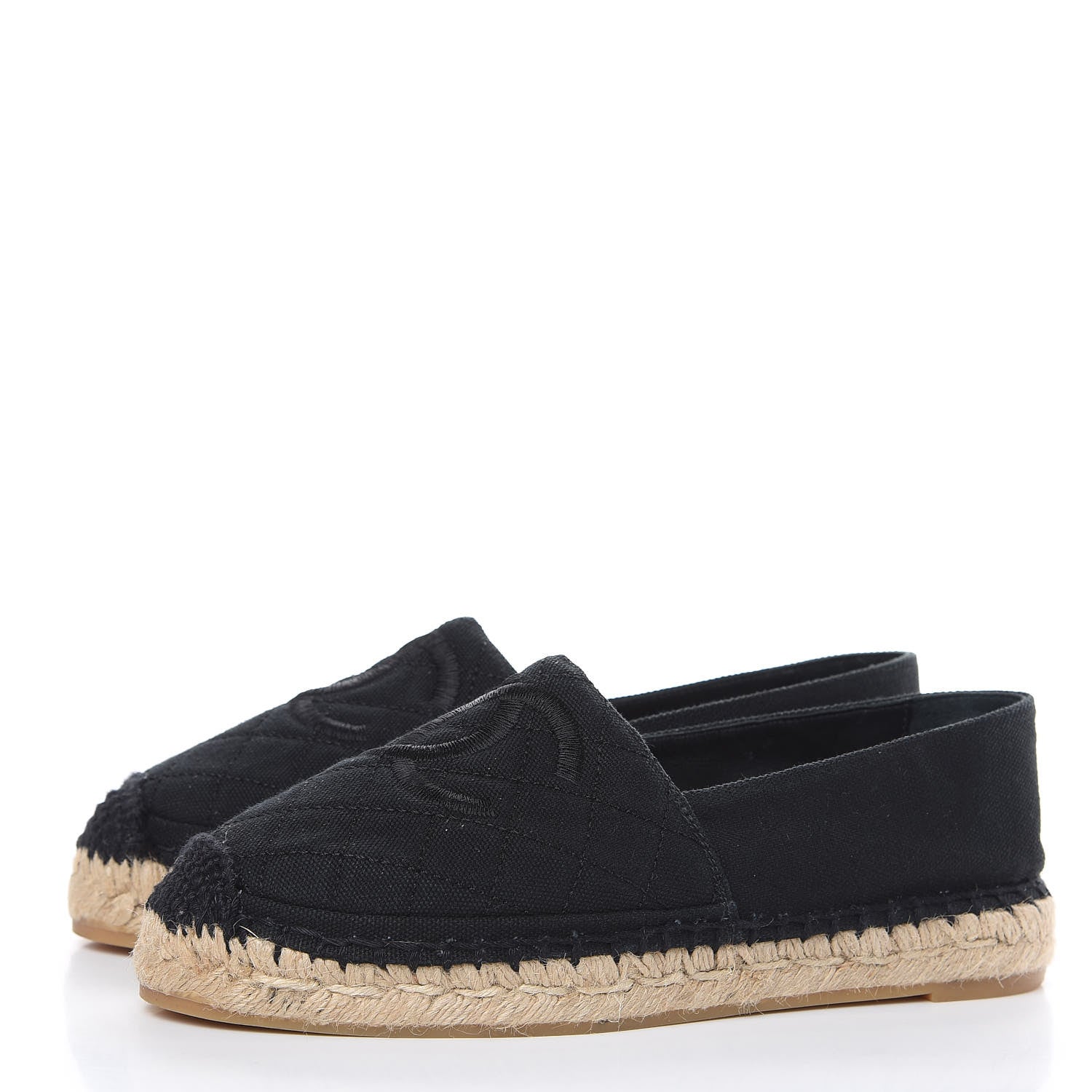 Chanel Fabric Biarritz CC Espadrilles 36 Black 3 of 12