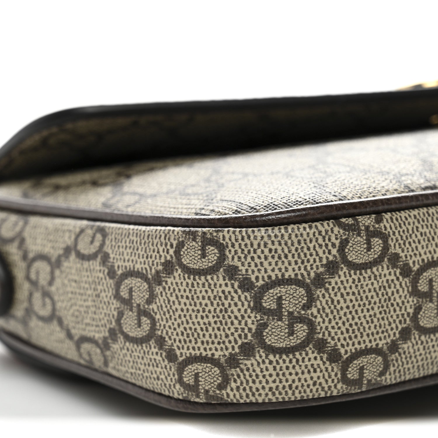 Gucci GG Supreme Monogram Textured Dollar Calfskin Web Mini Ophidia Envelope Shoulder Bag Beige Ebony New Acero 9 of 10