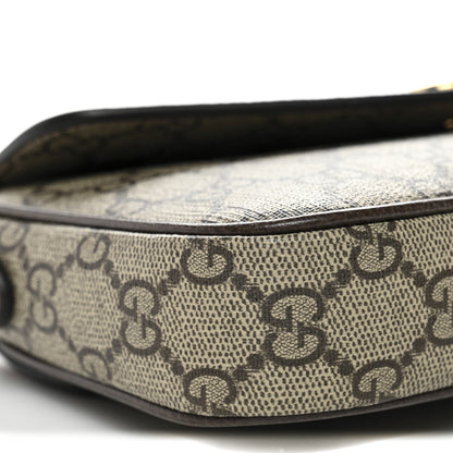 Gucci GG Supreme Monogram Textured Dollar Calfskin Web Mini Ophidia Envelope Shoulder Bag Beige Ebony New Acero 9 of 10