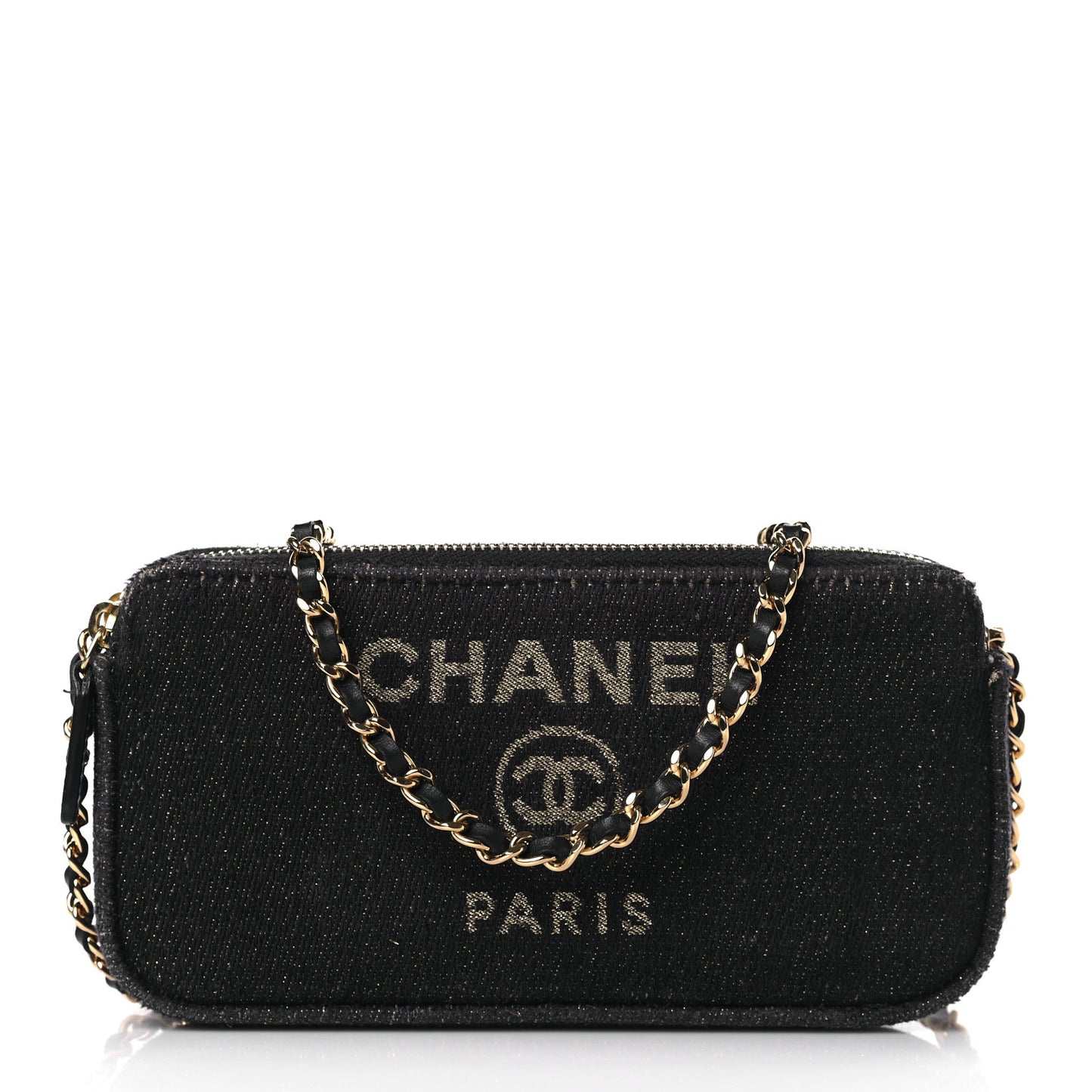 Canvas Small Deauville Clutch With Chain Black
