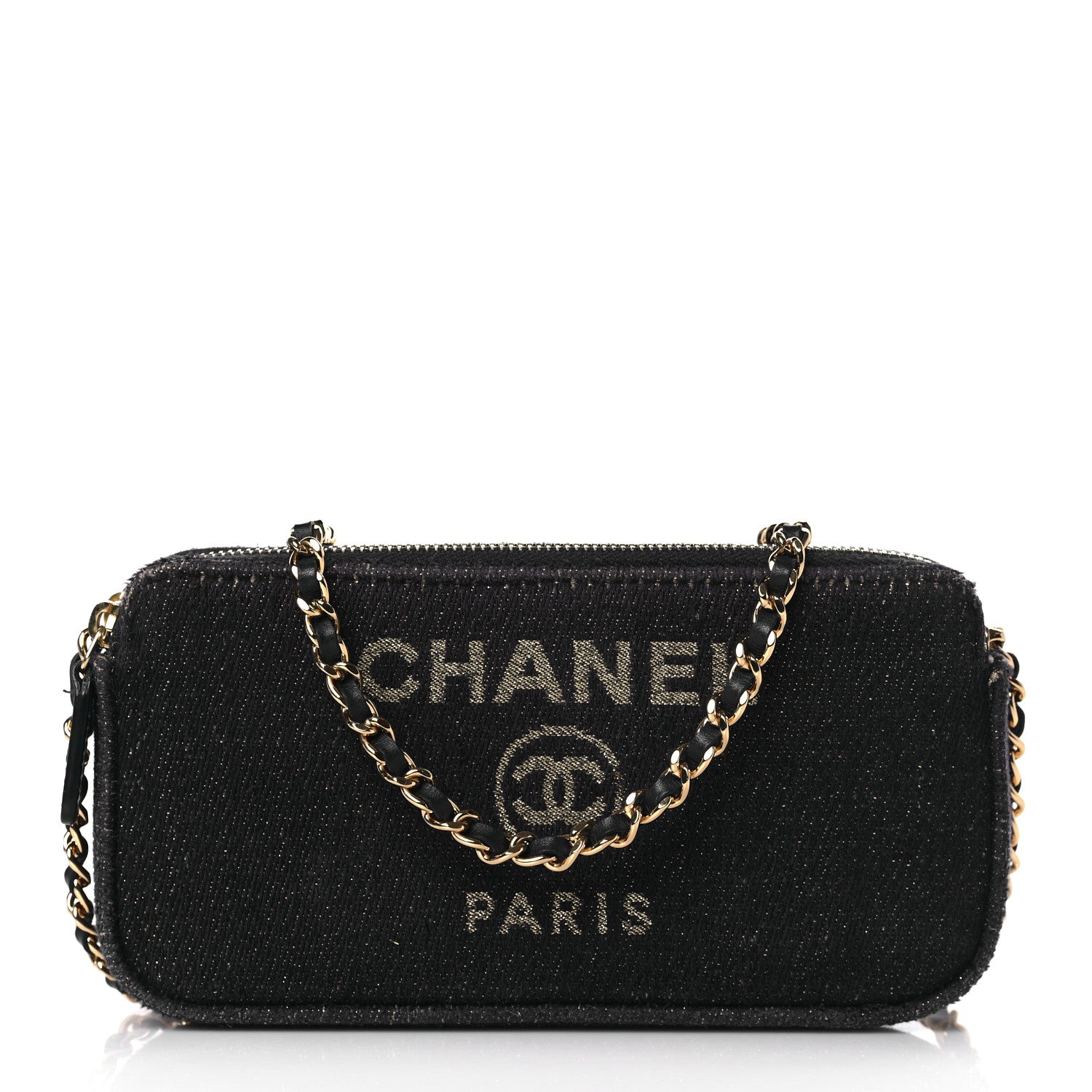 Chanel Canvas Small Deauville Clutch With Chain Black 1 of 10