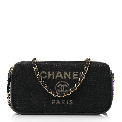 Chanel Canvas Small Deauville Clutch With Chain Black 1 of 10