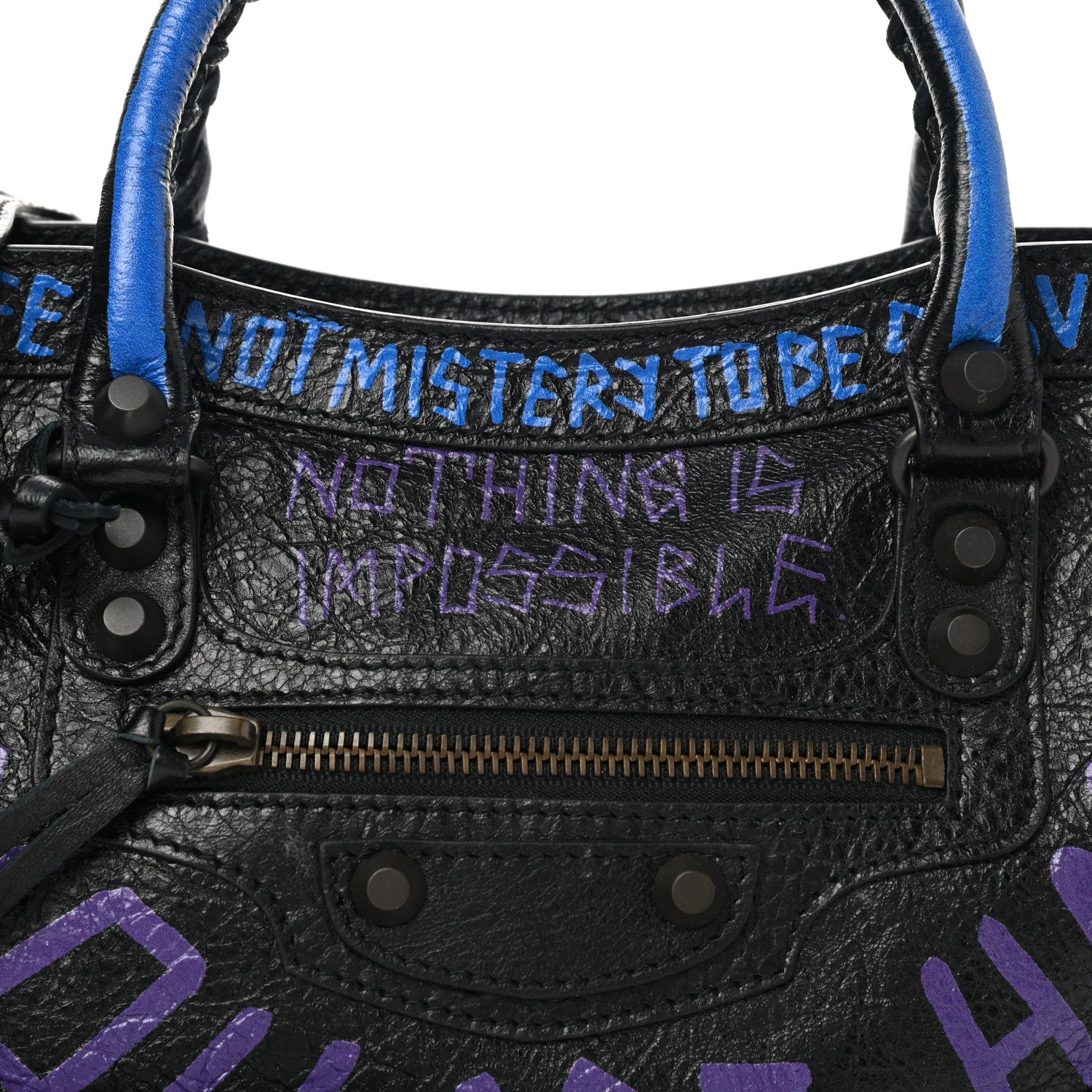 Balenciaga Agneau Arena Graffiti All Over Classic Hardware S City Black Bleu Violet 8 of 10