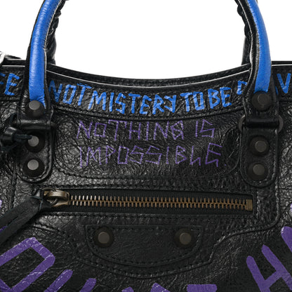 Balenciaga Agneau Arena Graffiti All Over Classic Hardware S City Black Bleu Violet 8 of 10