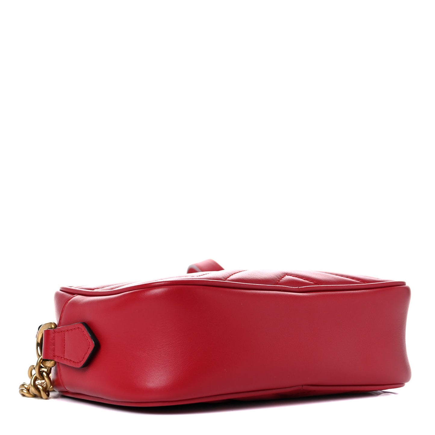 Calfskin Matelasse Mini GG Marmont Chain Shoulder Bag Hibiscus Red