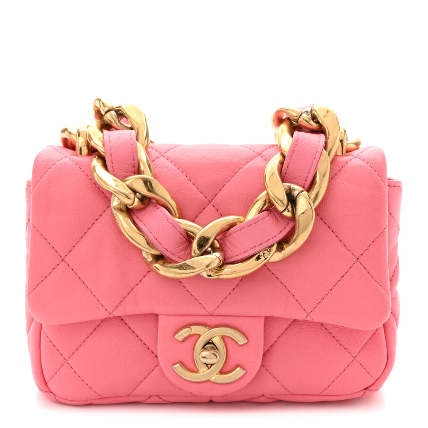 Lambskin Quilted Mini Funky Town Flap Pink