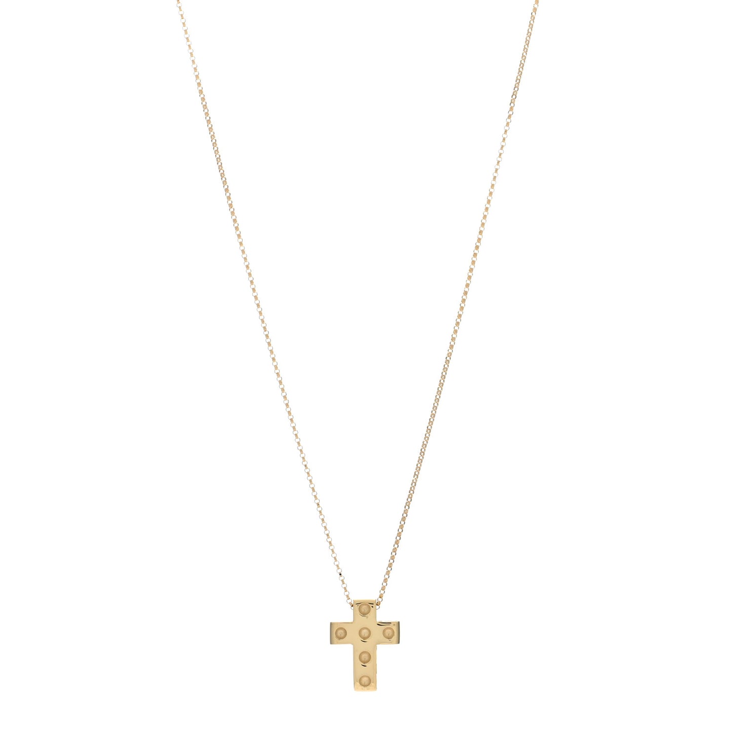 18K Yellow Gold Pois Mois Cross Pendant Necklace