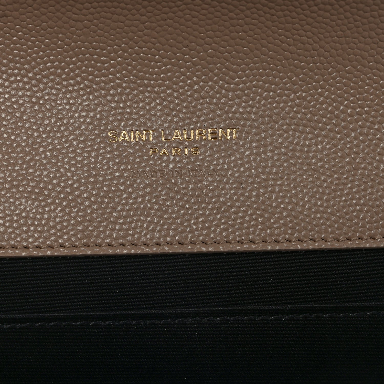 Saint Laurent Grain De Poudre Matelasse Chevron Monogram Envelope Clutch Dark Beige 6 of 8