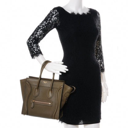 Celine Drummed Leather Micro Luggage Bag Jungle 2 of 9