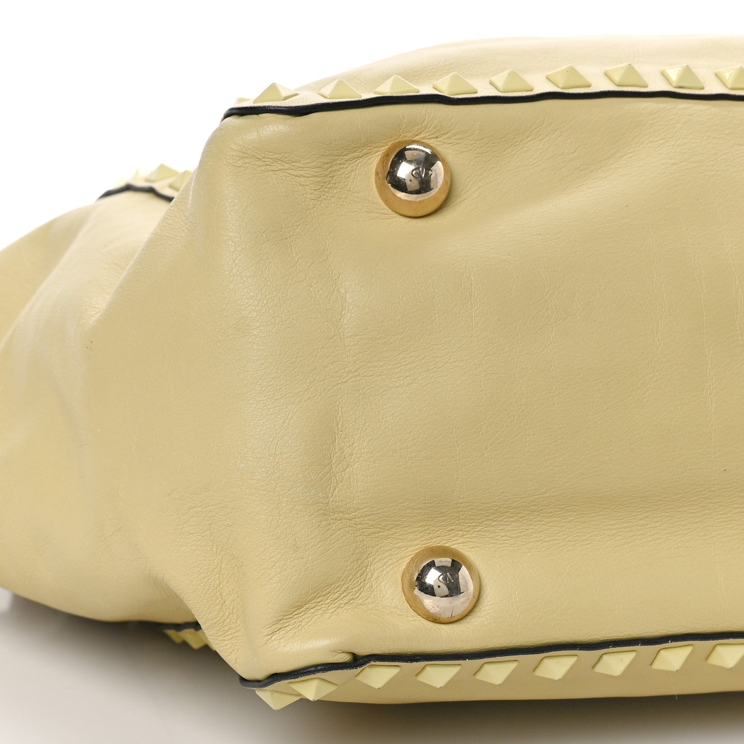 Valentino Garavani Vitello Monochrome Medium Rockstud Tote Light Yellow 7 of 13