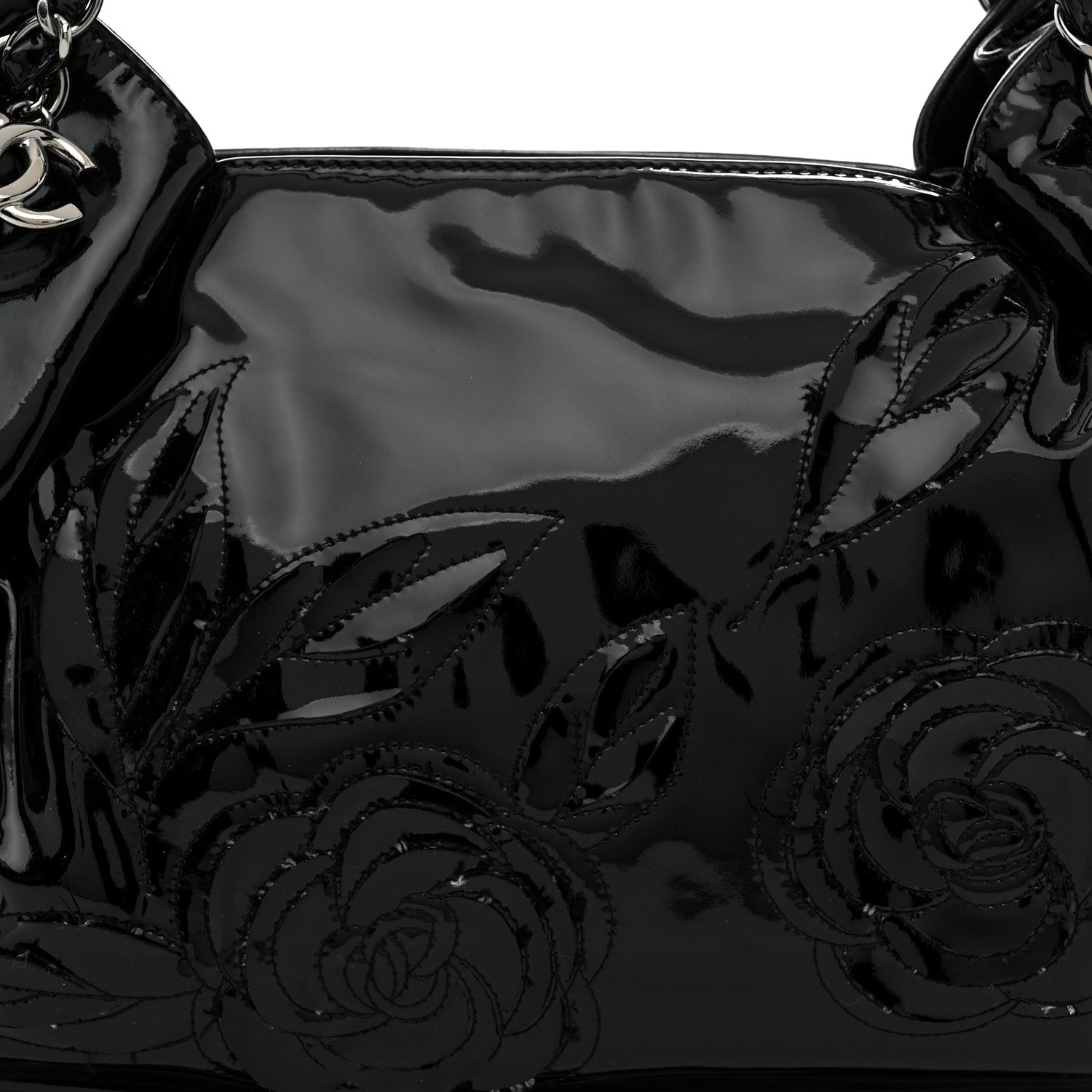 Chanel Patent Camellia Shoulder Bag Black 8 of 11