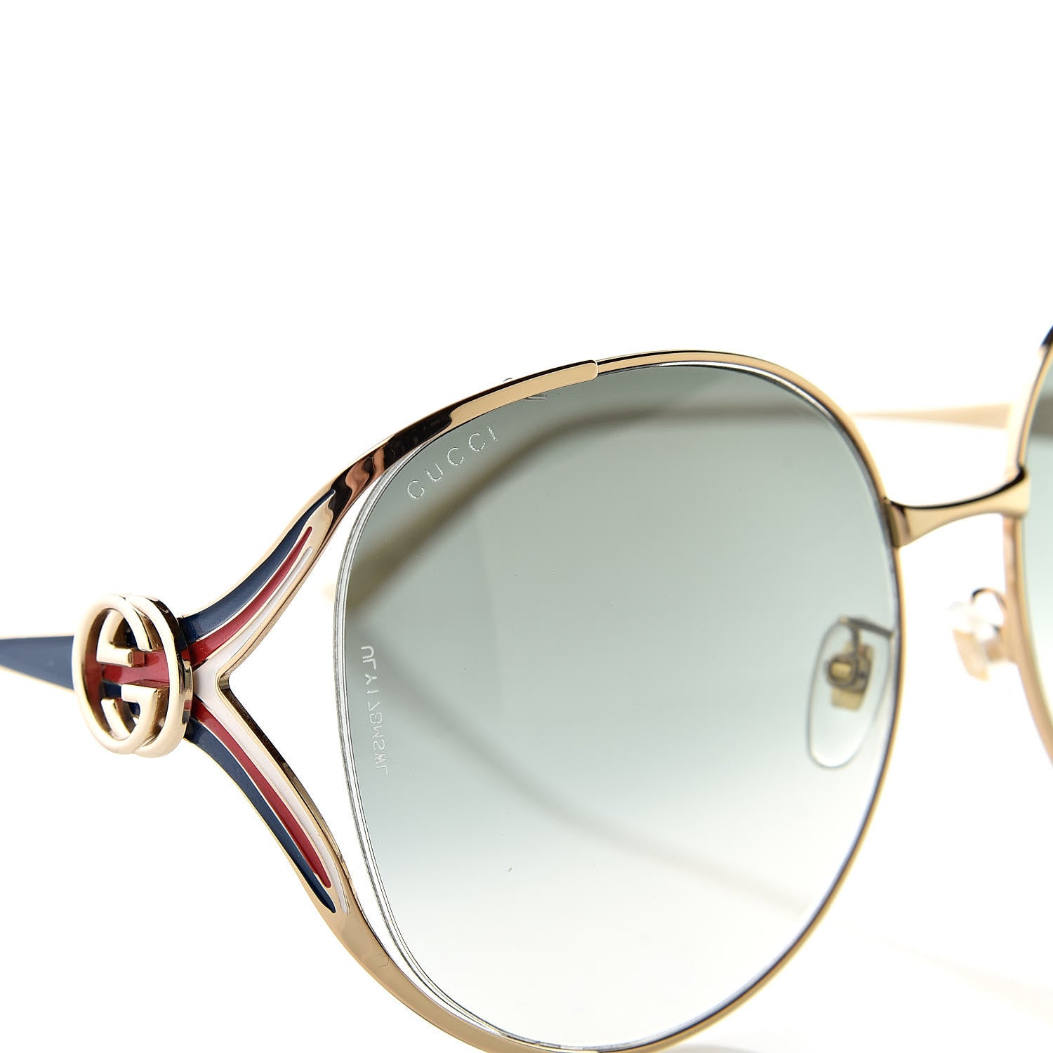 Gucci Metal Oversized Round Frame GG0225S Sunglasses Gold 7 of 8