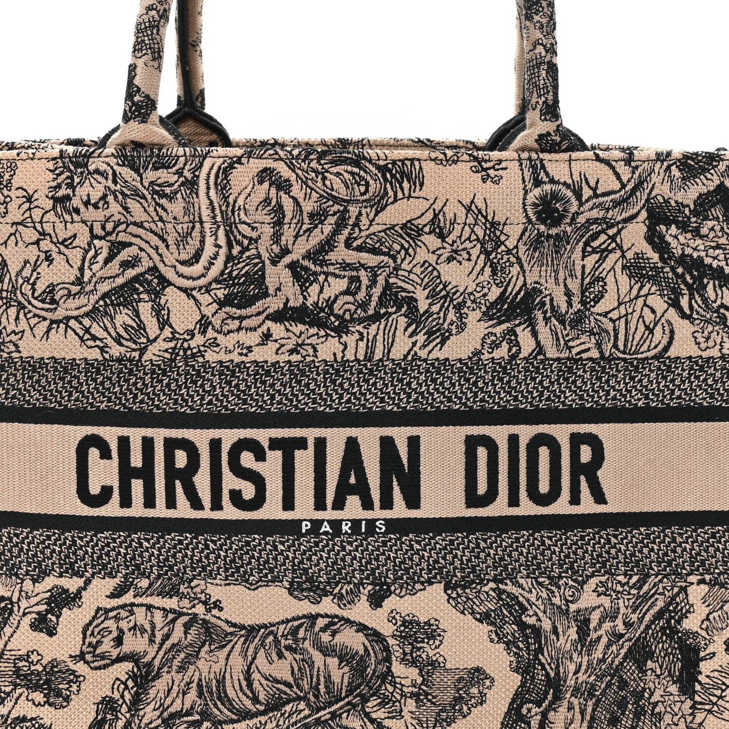 Canvas Embroidered Medium Dioriviera Toile De Jouy Book Tote Black