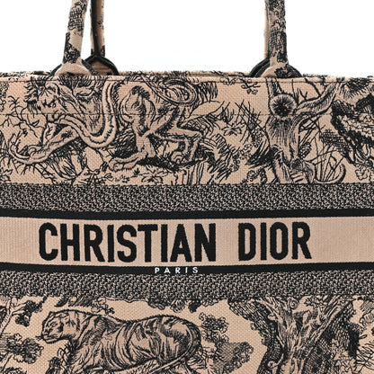 Christian Dior Canvas Embroidered Medium Dioriviera Toile De Jouy Book Tote Black 8 of 12