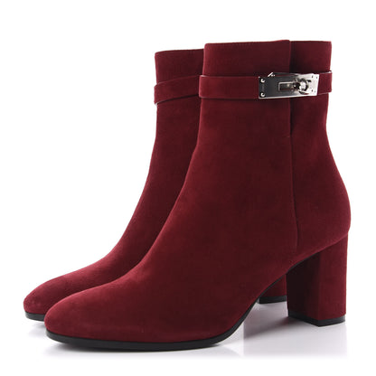 Hermes Suede Goatskin Saint Germain Ankle Boots 37.5 Orange Solaire 3 of 13