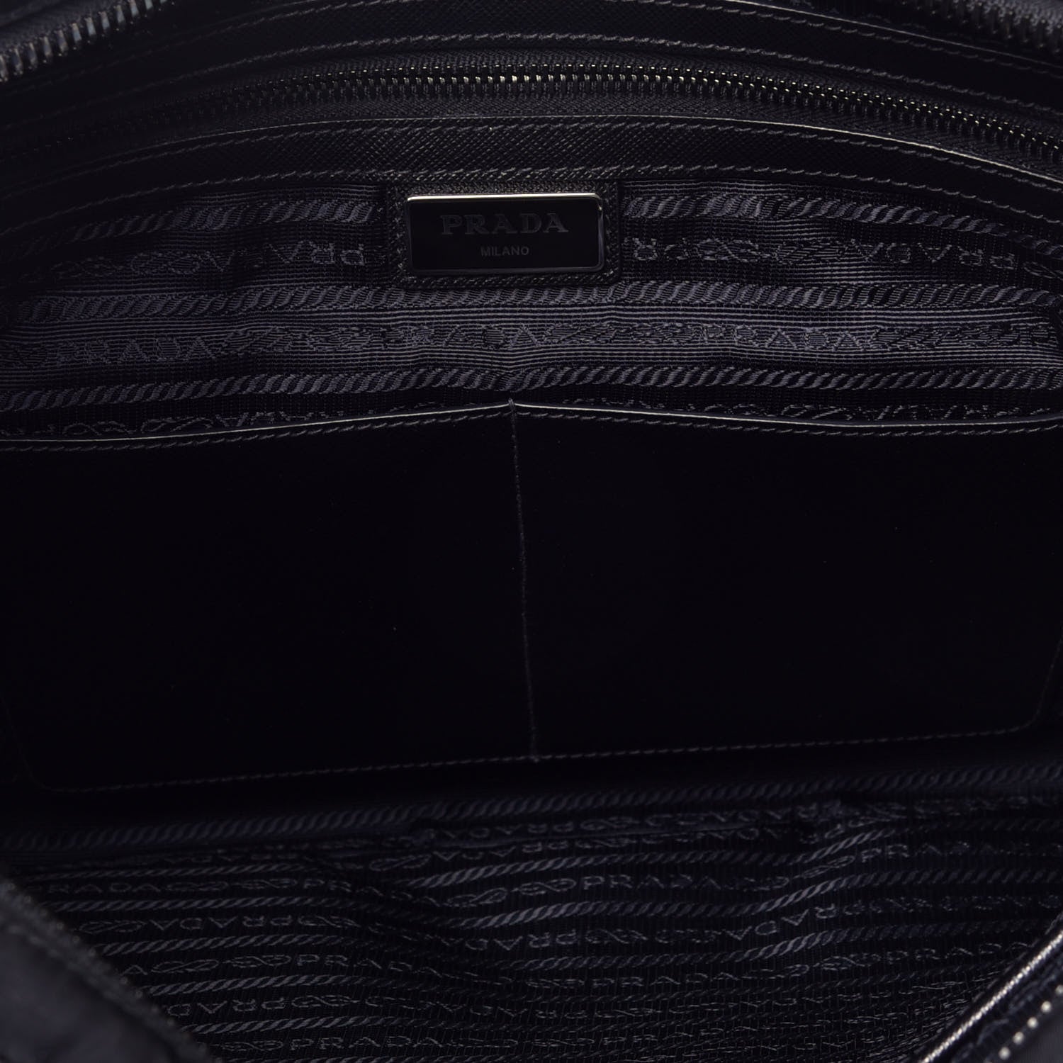 Prada Tessuto Nylon Saffiano Metal Triangle Logo Work Bag Black 6 of 11