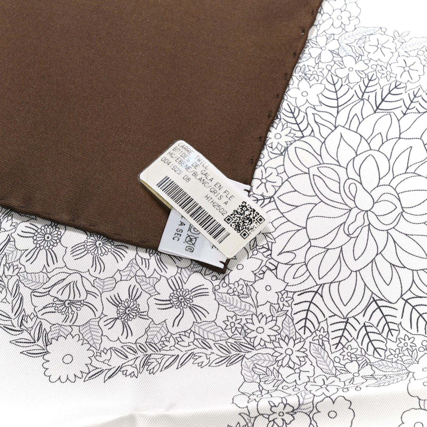 Silk Brides De Gala En Fleurs Scarf 90 Ebene White Gris Anthracite