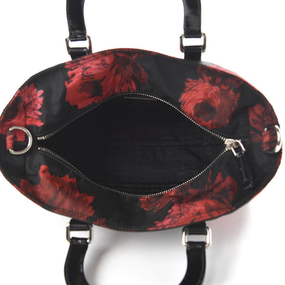 Prada Tessuto Nylon Rose Satchel Black Rosso 5 of 10