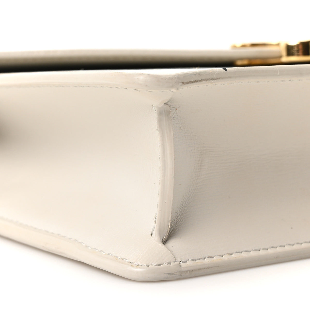 Shiny Calfskin Triomphe Margo Wallet on Chain Light Stone