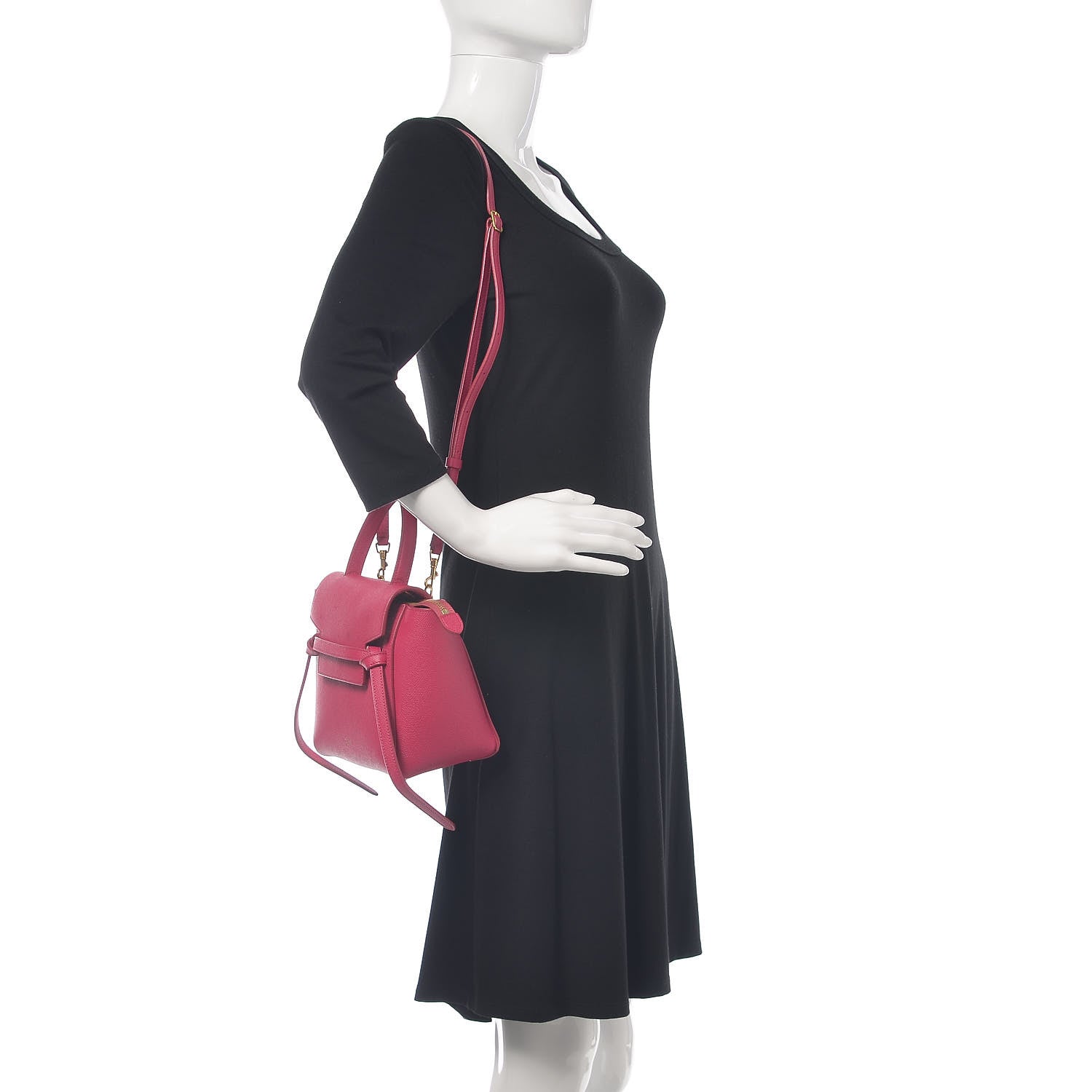 Celine Grained Calfskin Nano Belt Bag Raspberry 2 of 9