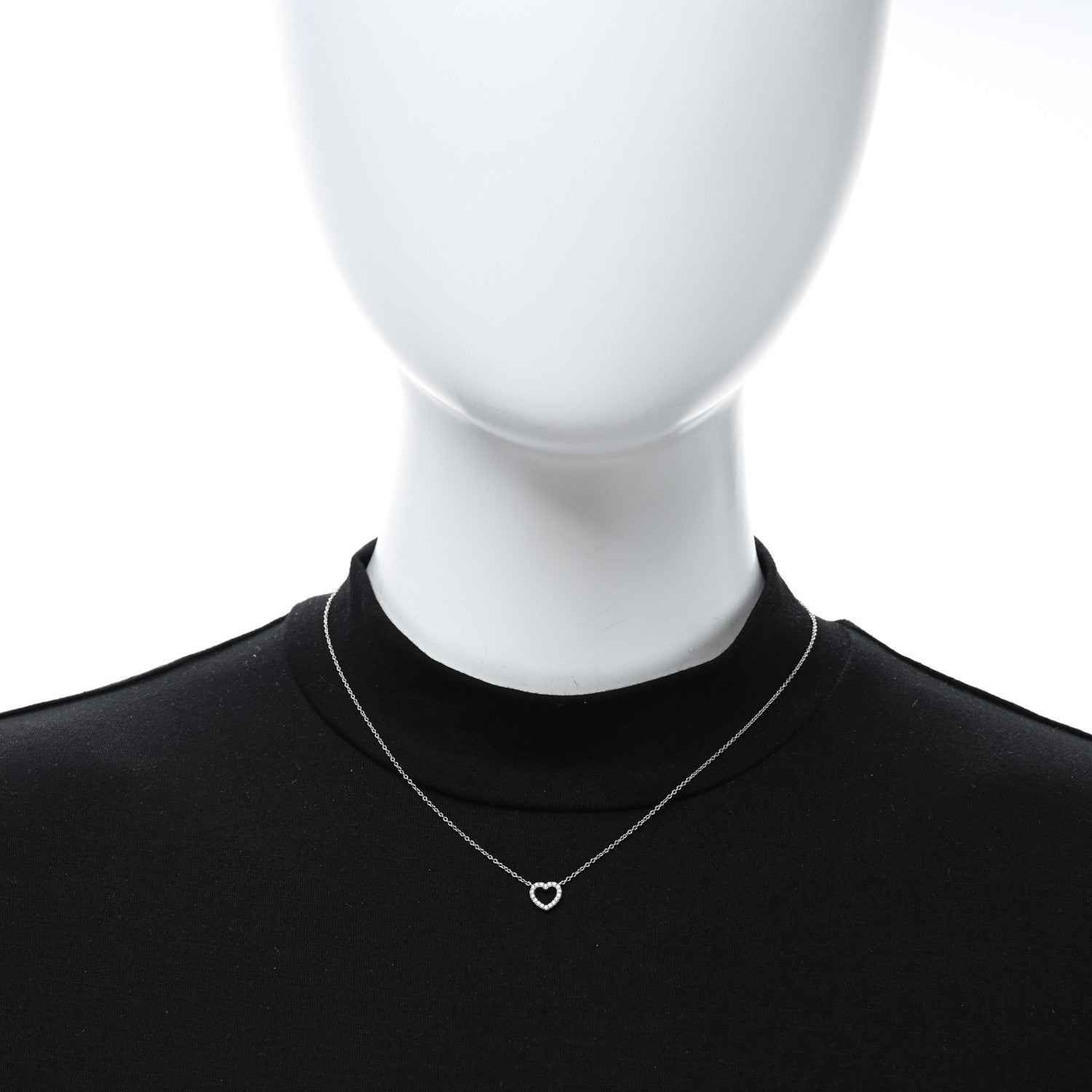 Tiffany 18K White Gold Diamond Metro Heart Pendant Necklace 3 of 4