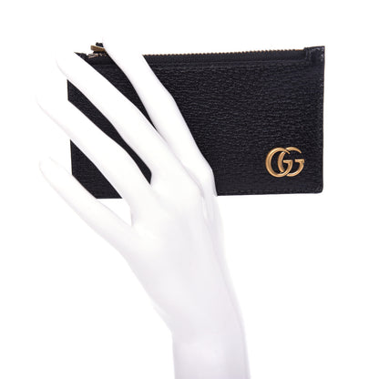 Gucci Calfskin Boar Effect GG Marmont Coin Case Card Holder Black 2 of 7