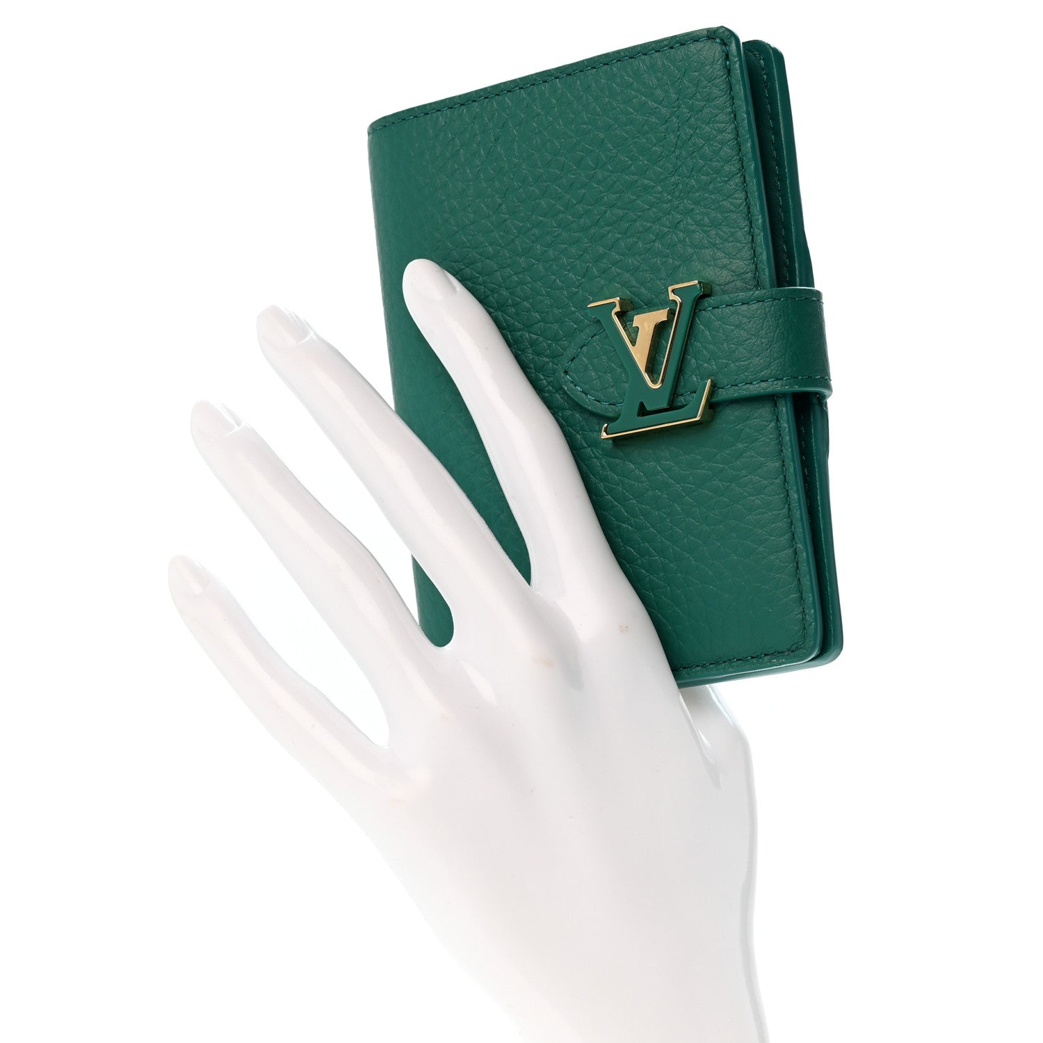 Louis Vuitton Taurillon Capucines Vertical Compact Wallet Green 2 of 8