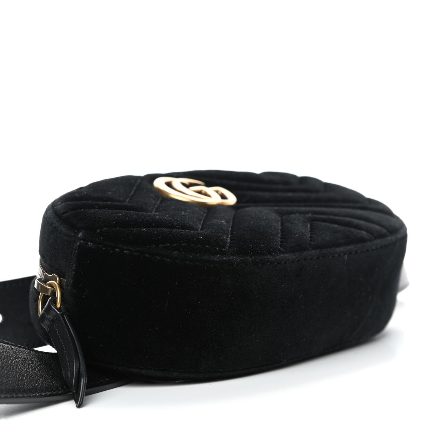 Gucci Velvet Matelasse GG Marmont Belt Bag 75 30 Black 3 of 4