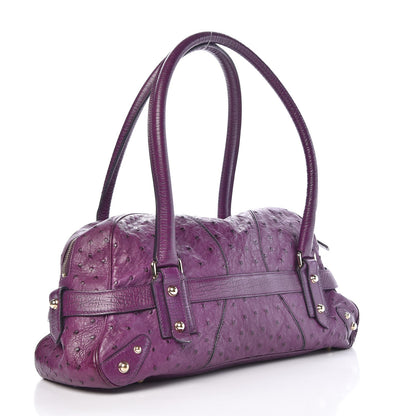 Gucci Ostrich Horsebit Chain Satchel Grape Royal 3 of 10