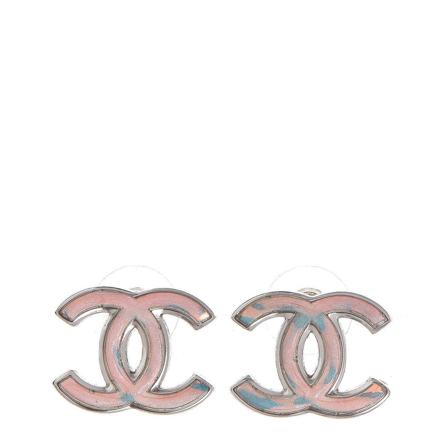 Iridescent Resin CC Earrings Silver Multicolor