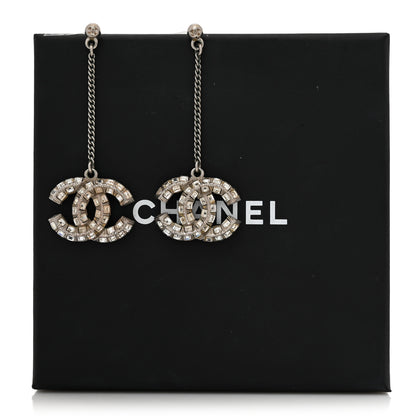 Chanel Baguette Crystal CC Drop Earrings Silver 5 of 5
