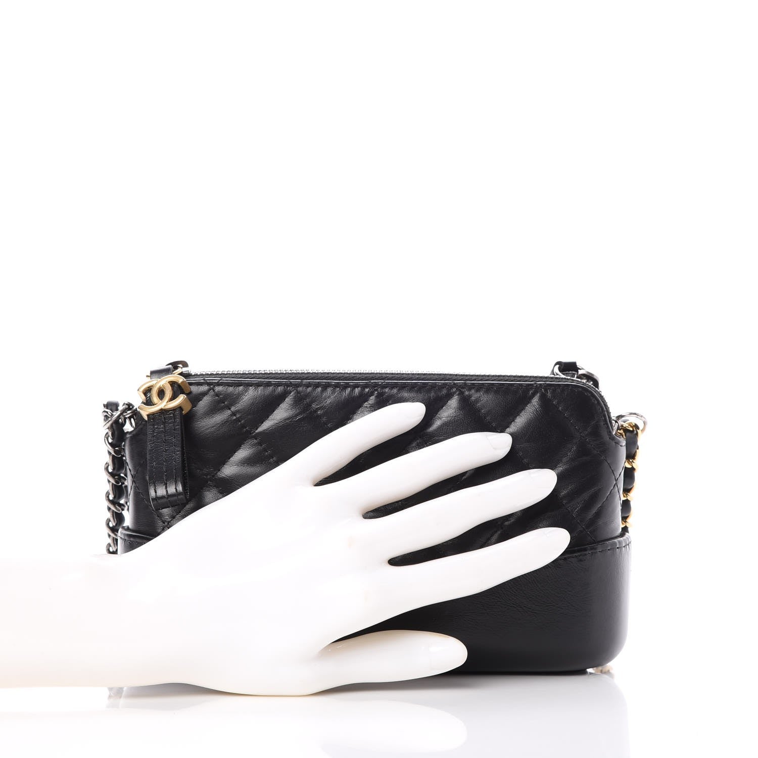 Chanel Aged Calfskin Quilted Small Gabrielle Clutch With Chain Black 4 of 11