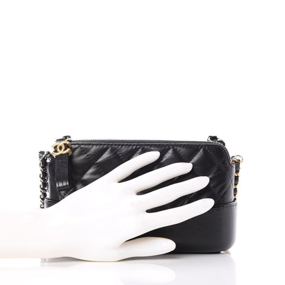 Chanel Aged Calfskin Quilted Small Gabrielle Clutch With Chain Black 4 of 11