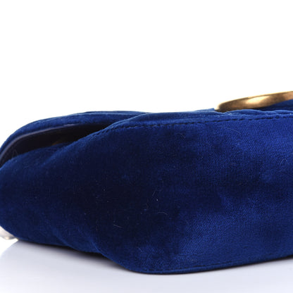 Gucci Velvet Matelasse Mini GG Marmont Shoulder Bag Cobalt Blue 8 of 10