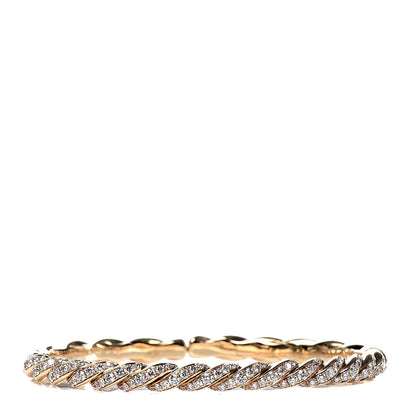David Yurman 18K Yellow Gold Diamond 5mm Paveflex Single Row Bracelet 1 of 4