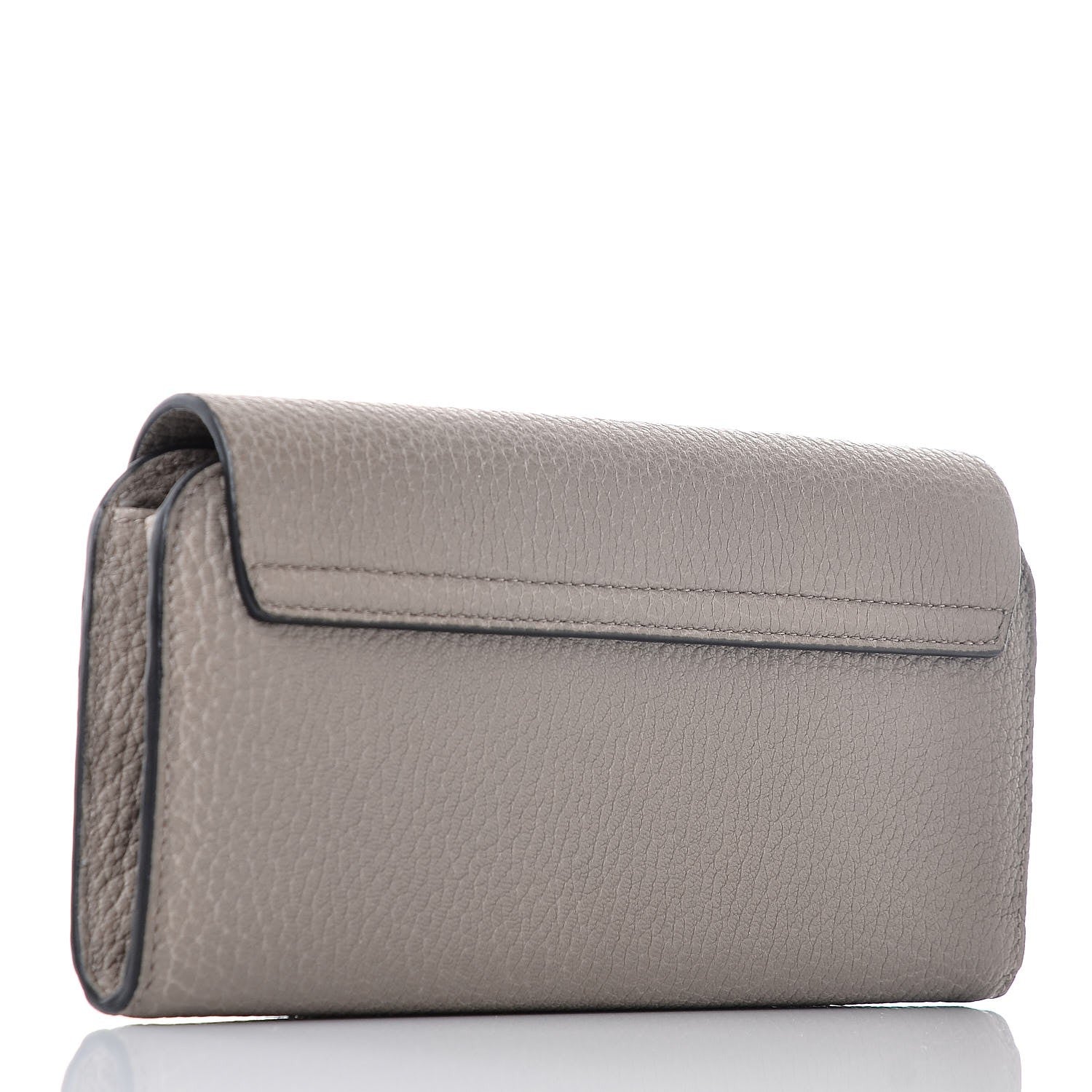 Chloe Grained Lambskin Drew Long Wallet with Flap Motty Grey 3 of 8