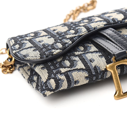 Christian Dior Oblique Nano Saddle Chain Pouch Blue 6 of 8