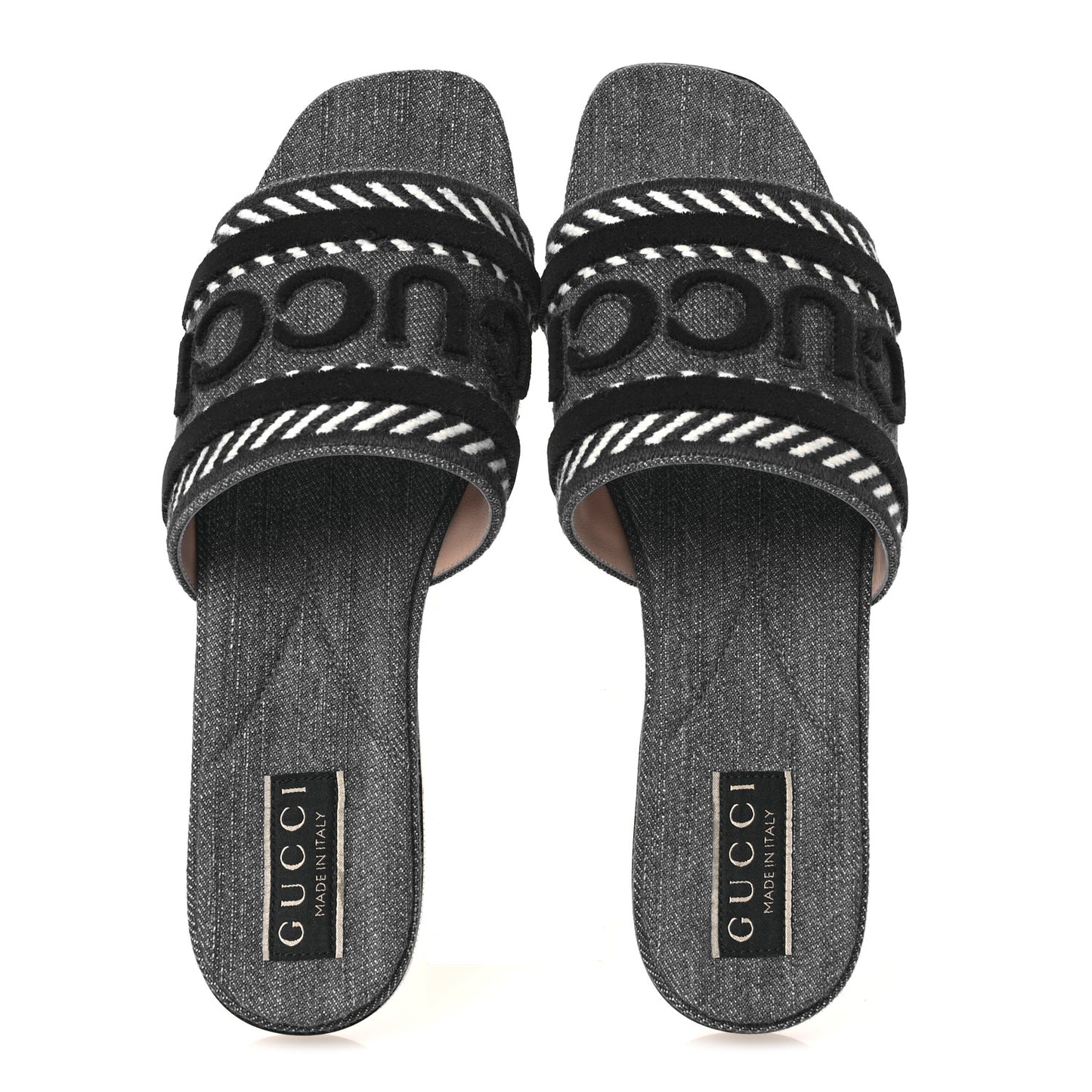 Plain Spain Denim Logo Slide Sandals 37 Light Blue