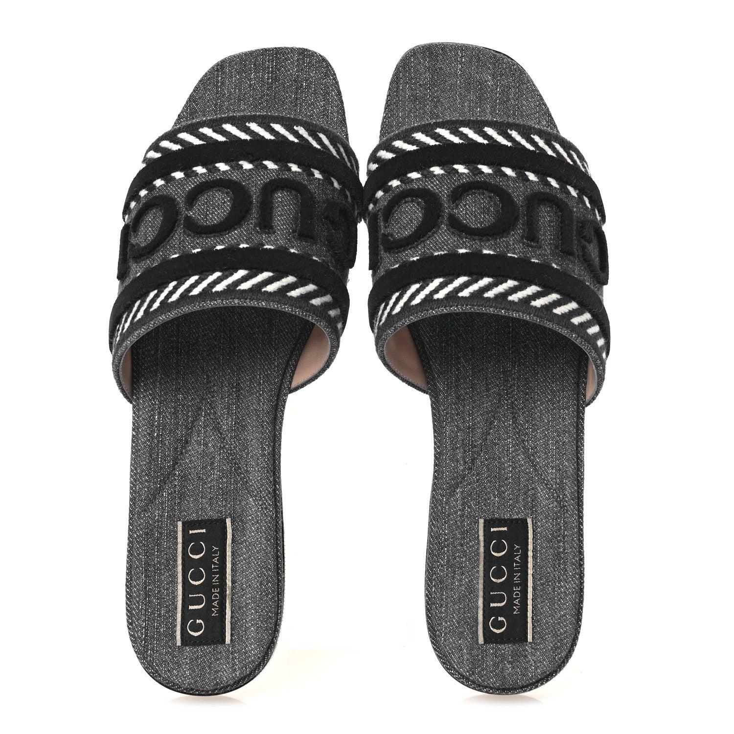 Gucci Plain Spain Denim Logo Slide Sandals 37 Light Blue 2 of 11
