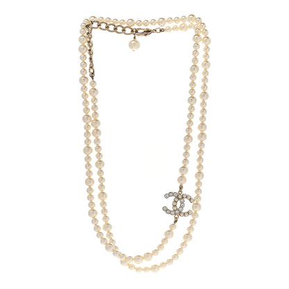 Chanel Pearl Baguette Crystal CC Long Necklace Gold 3 of 8
