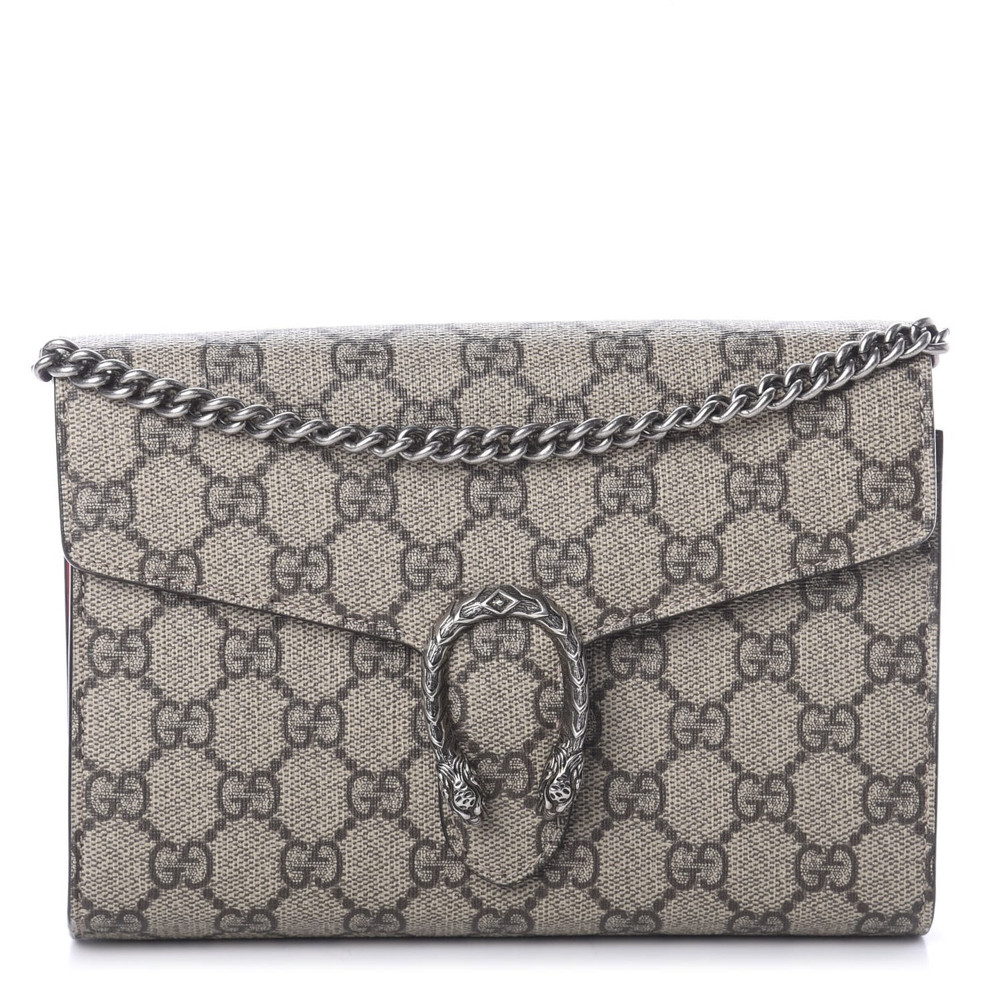 GG Supreme Monogram Mini Dionysus Chain Wallet Beige Vulcanic Red
