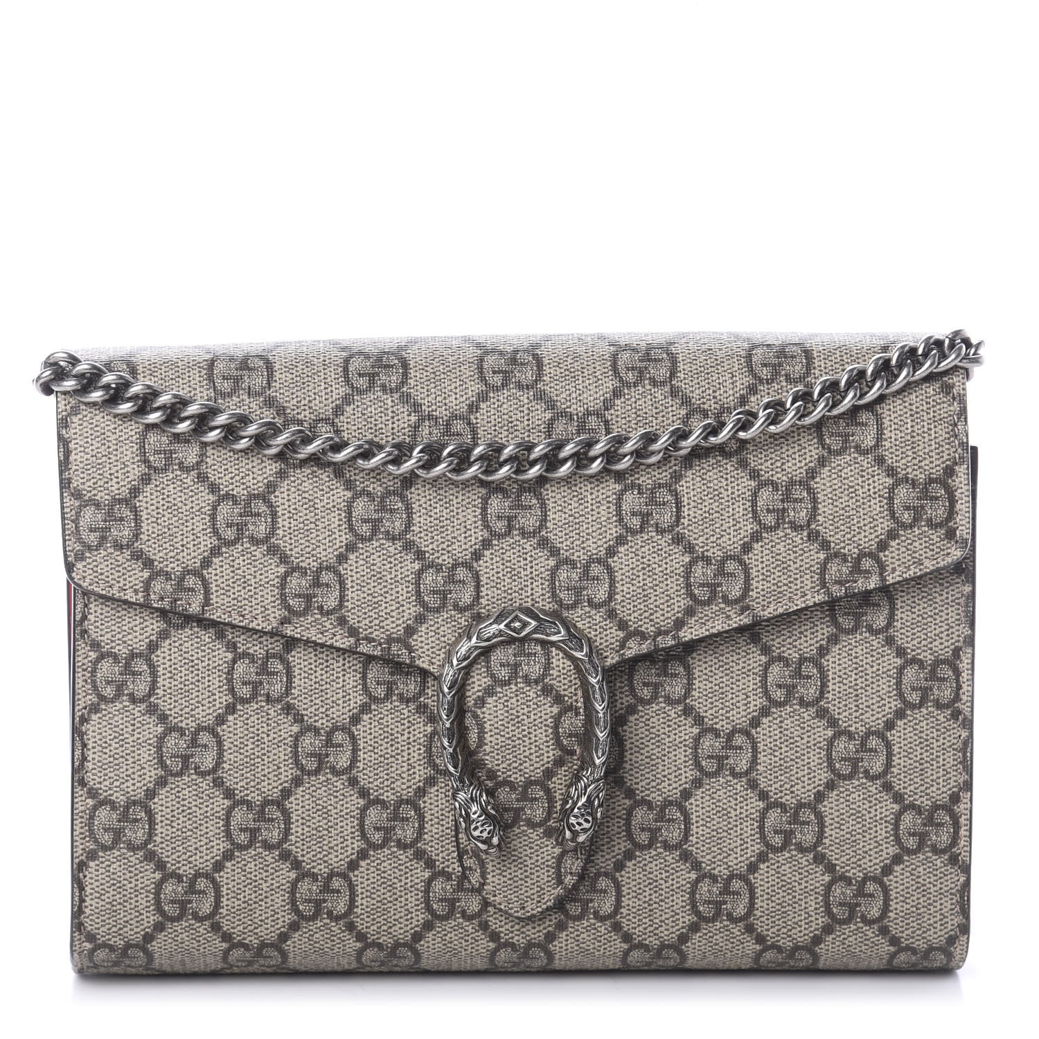 Gucci GG Supreme Monogram Mini Dionysus Chain Wallet Beige Vulcanic Red 1 of 7